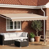 vidaXL Marchiză retractabilă manuală cu led-uri Bej și Alb 3,5 x 2 m 3419221