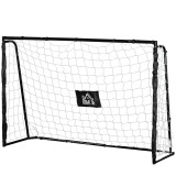 HOMCOM Poartă Fotbal Exterior Metal cu Țintă Oxford 186x62x123 cm Negru