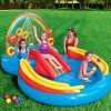 Piscina gonflabila Intex Rainbow Ring Play Center 297x193x135 cm, tobogan, pulverizator apa, jocuri, 206L, 57453NP