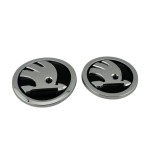 Set embleme SKODA, capota portbagaj, 80mm/90mm, negru/chrome pentru Octavia, Superb, Fabia, Rapid, Kodiaq