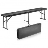 Banca pliabila 1830x307x430 mm, HDPE si Otel, pentru gradina sau catering, Negru