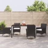 VidaXL Set mobilier de grădină cu perne, 5 piese, negru, poliratan
