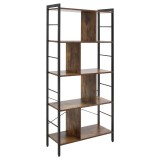 HOMCOM Biblioteca 5 Rafturi Design Industrial Maro Rustic Negru Structura Otel Etajera