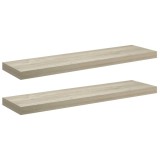 Cumpara ieftin Rafturi de perete suspendate 2 buc., stejar, 90x23,5x3,8 cm MDF