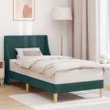 vidaXL Cadru de pat cu headboard Verde &icirc;nchis 100 x 200 cm țesătură 42027330