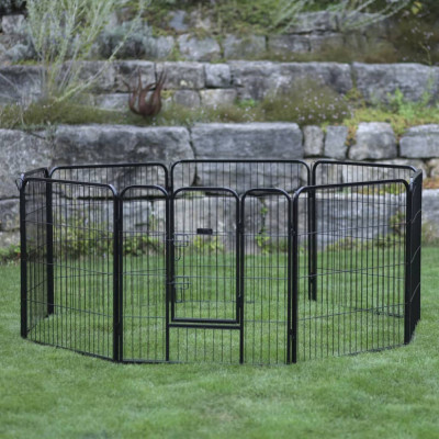 Kerbl Țarc exterior pentru animale de companie, cu ușă, negru foto