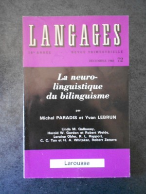 MICHEL PARADIS - LA NEUROLINGUISTIQUE DU BILINGUISME foto