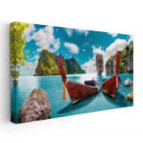Tablou peisaj marin cu barci Thailanda 1819 Tablou canvas pe panza CU RAMA 40x80 cm