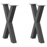 VidaXL Picioare de masă &icirc;n formă de X, 2 buc., antracit, 60x(72-73) cm, oțel