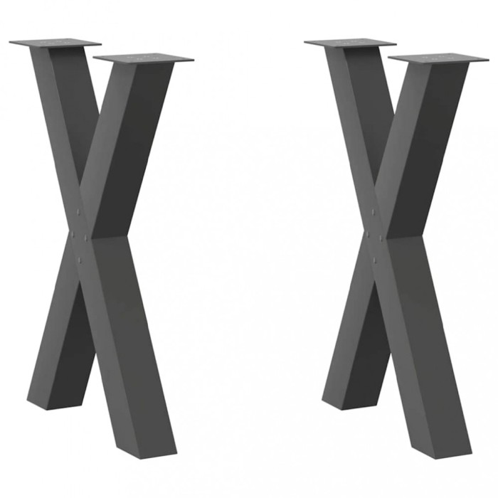 vidaXL Picioare de masă &icirc;n formă de X, 2 buc., antracit, 60x(72-73) cm, oțel