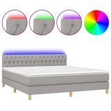Cumpara ieftin Pat cu arcuri, saltea si LED, gri deschis, 180x200 cm, textil