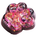 Jucarie antistres squishy, flippy, cu revenire lenta, model labuta de pisica cu sclipici, 6.5x6 cm, 60g, ambalaj transparent, roz-negru