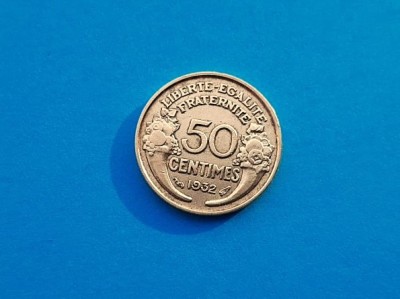 50 Centimes 1932 Franta-XF+-Bronz foto