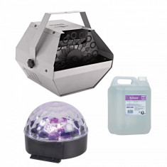 Masina de facut baloane, 60w, capacitate 1L si glob disco, lichid 5L cadou foto