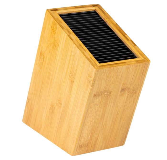 Suport pentru cutite, Bloc universal din bambus, 20 de fante, cu lungimea lamei de pana la 20 cm - RESIGILAT