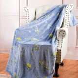 Patura Pufoasa si Magica, Imprimeu Glow in the Dark, Planete, Albastru, 185cm x 100cm