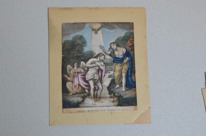 &quot;John baptizing Christ&quot; mezzotinta sec 18