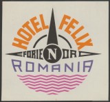 Romania anii 70-80 - Vigneta de bagaje Hotel FELIX din Eforie Nord, ONT Carpati, eticheta hoteliera, promovare turistica