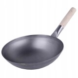 Cumpara ieftin Tigaie Wok profesionala, din otel carbon cu fund rotund 32.5 cm