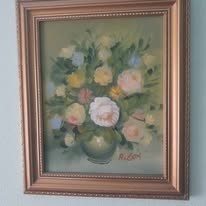 TABLOU PICTOR CELEBRU,RCOX vaza cu flori.vechi si unicat