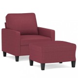 Cumpara ieftin Fotoliu canapea cu taburet, rosu vin, 60 cm, material textil