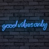 Cumpara ieftin Decoratiune luminoasa LED de perete Good Vibes Only Albastru 76x19x2 cm