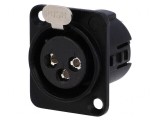 Soclu XLR Mamă 3 Pinuri Argintat 50V 15A, DELTRON