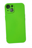 Husa silicon protectie camera cu microfibra in interior Iphone 13 Verde Neon