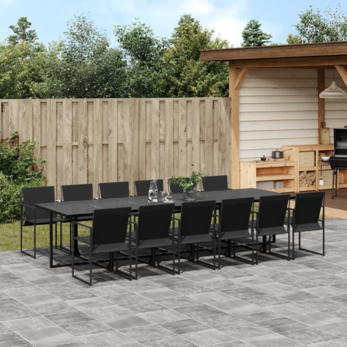 Gossi set mobilier de gradina, 13 piese, negru, textilena