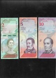 Set Venezuela 2+5+10 Bolivares UNC, Colectie Bancnote, Bolivari, Lot Original