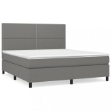 Cumpara ieftin Pat box spring cu saltea, gri inchis, 180x200 cm, textil