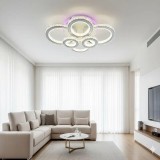 Cumpara ieftin Lustra LED 238W, 6 cercuri diamante, alb + crom, telecomanda, 4320lm, lumina calda/rece + RGB