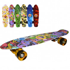 Placa skateboard, roti silicon, led, Grafitti foto