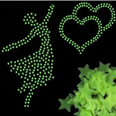 Set 100 stelute decorative Fluorescente care absorb lumina si stralucesc in