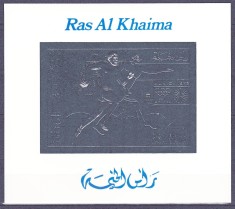 DB1 Sport Olimpiada Munchen 1972 Ras al Khaima Format mare NDT Folie Argint 1 v. + SS MNH 2 poze