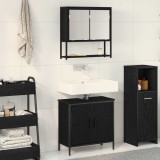 vidaXL Set de mobilier pentru baie cu raft 2 pcs Negru Lemn compozit 3334324