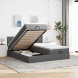 VidaXL Cadru de pat otoman cu saltele țesătură gri &icirc;nchis 200x200cm 3312002