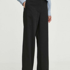 Marc O'Polo pantaloni din amestec de in culoarea negru, drept, high waist