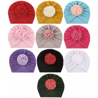 Caciulita tip turban cu floare din saten aplicata (Marime Disponibila: 6-9 luni foto