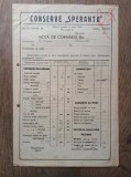 Cumpara ieftin FABRICA DE CONSERVE &#039;&#039;SPERANTA&#039;&#039;, NOTA DE COMANDA, CCA1925