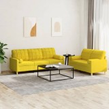 vidaXL Set de canapele cu perne, 2 piese, galben deschis, textil