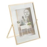 Rama foto din sticla cu cadru metalic auriu, 13x18cm, CMCLASS