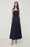 Ivy Oak rochie din bumbac culoarea bleumarin, maxi, evazați, IO117615, IVY &amp; OAK