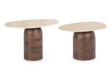 Set 2 masute cafea lemn mango maro ceramica crem Yanisha 53x38x39h; 40x34x44h