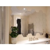 Set 3 Oglinzi Acrilice Decorative Hexagonale, CBD CORAL BEST DEALS, Model L, 12x11x6.5cm, Autoadezive 12 cm 6.5 cm 0.2 cm Argintiu cromat 3 13.5 cm