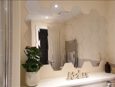 Set 3 Oglinzi Acrilice Decorative Hexagonale, CBD CORAL BEST DEALS, Model L, 12x11x6.5cm, Autoadezive 12 cm 6.5 cm 0.2 cm Argintiu cromat 3 13.5 cm