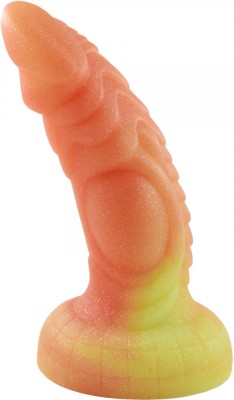 Dildo No.17 Fantasy Beasts, Silicon Premium, Portocaliu/Galben, 18.5 cm foto