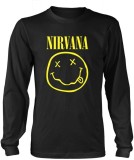 Bluza barbati M Nirvana - Smiley Logo CD Nevermind, Bumbac, Negru