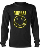 Bluza barbati M Nirvana - Smiley Logo CD In Utero, Bumbac, Negru