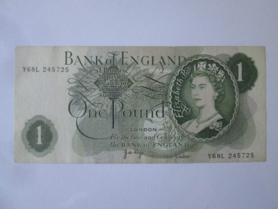 Anglia 1 Pound 1970-1977 semnătura J.Page foto